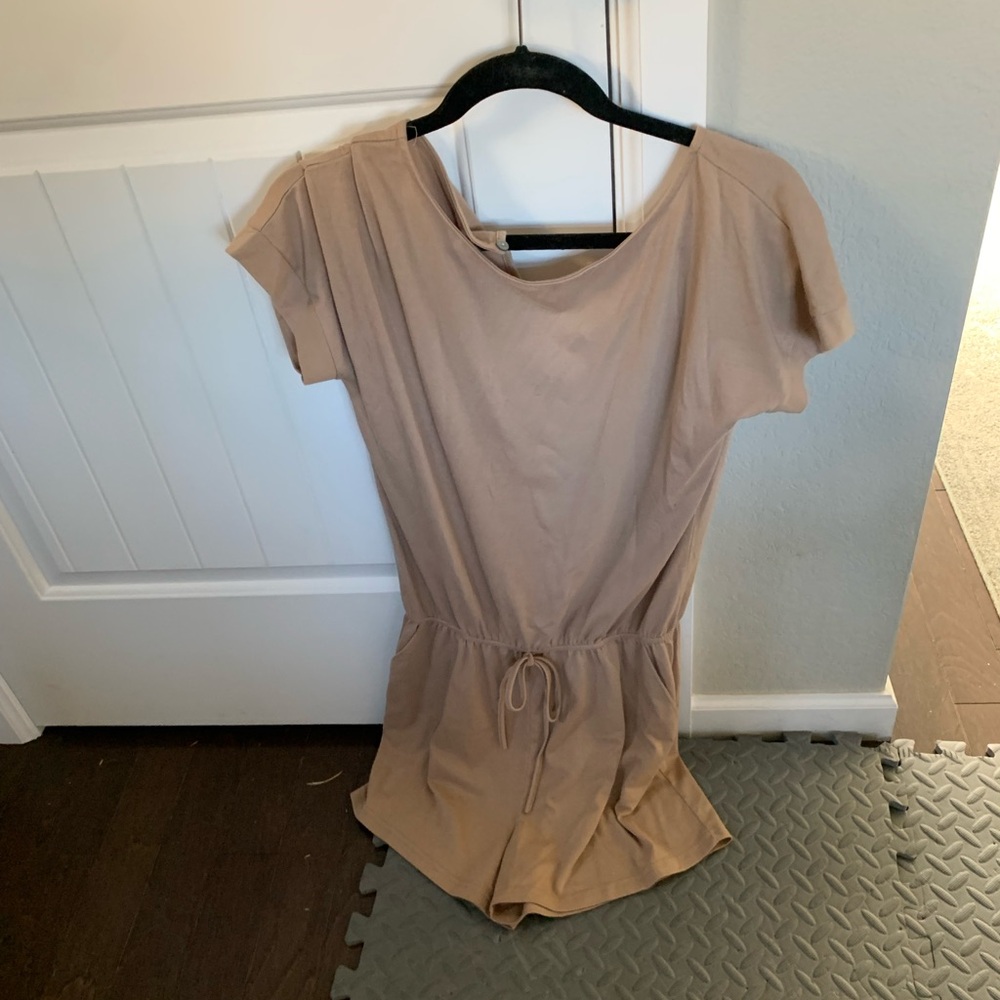 Short Sleeve Khaki Striped Romper